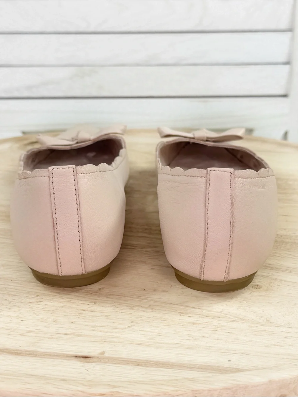 Kate Spade Elent Flex Scallop Edge Ballet Flats Blush Tan 7.5 Leather Neutral